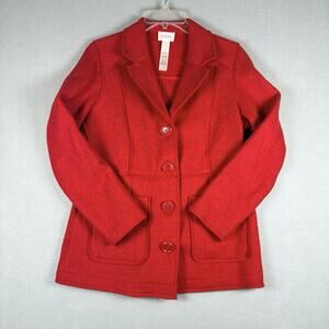 Chico's Women's Size 0 Red Boiled Wool Blazer Jacket 4 Button